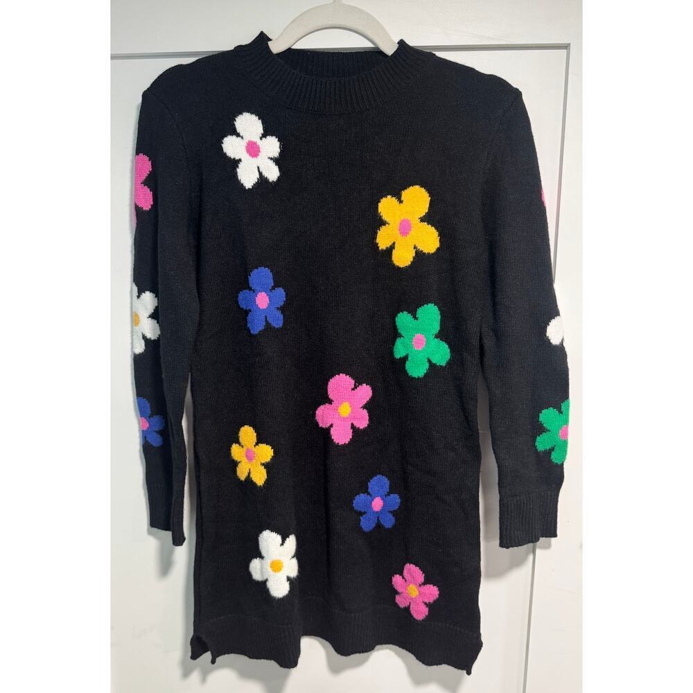 Hannah Banana Sweater Dress Retro Colorful Flowers Playful Kids Size 12 - Picture 2 of 5